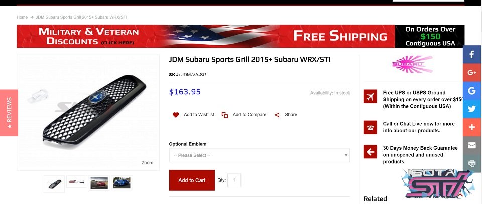 smyperformance.com jdm sports grill 2015 wrx sti